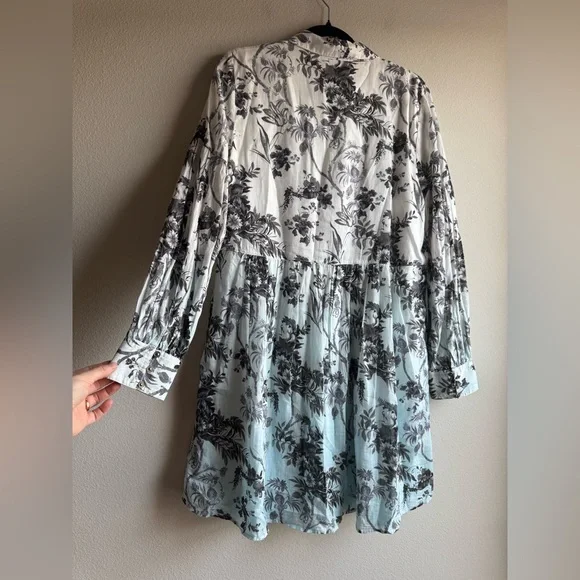 Anthropologie Lavinia Embroidered Shirtdress Mini Tunic Cotton Floral side 12 - Picture 6 of 6